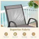 TANGZON Garden Chairs Set of 2 4 Stackable Outdoor Armchairs Grey view 5