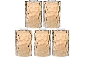 Rivqahra Glass Lamp Shade Replacement Globe & Cover for Light Fixture, 6-1/16" Height 4-1/16" Diameter, 1-5/8 inch Fitter, 5 Pack Amber Hammered Water Ripple Cylinder Glass Shade