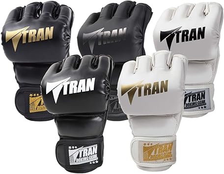 Amazon オープンフィンガーグローブ Tran フィットボクシング グローブ キック ボクシング ジム 格闘技 ストレス発散 空手 テコンドー サンドバッグ Mma ムエタイ ボクササイズ トレーニング グローブ 運動不足 男女兼用 白 ゴールド Tran トラン R オープン