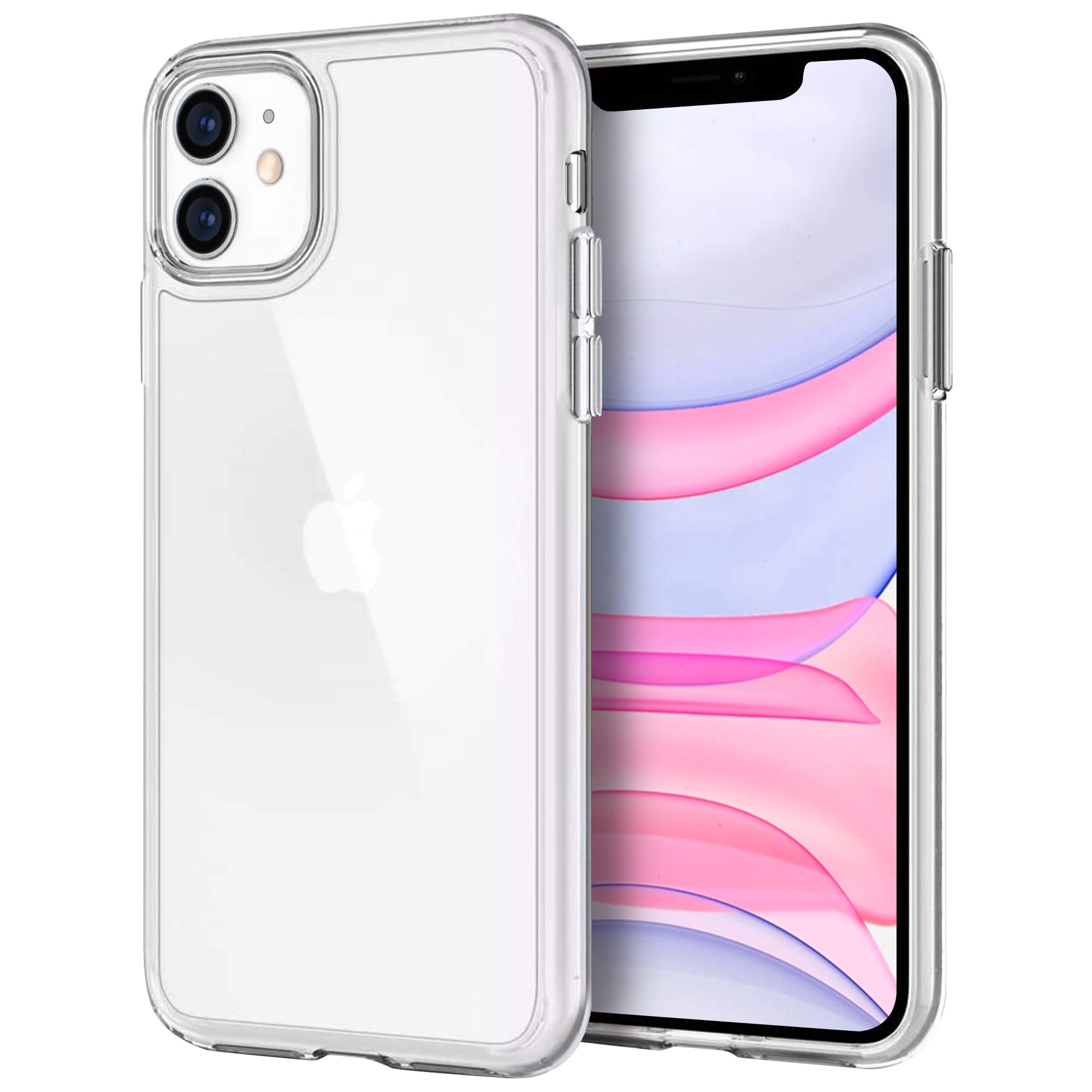 iSOUL Case for iPhone 11 (2019) 6.1-Inch Shockproof Transparent Bumper Cover, [Hard Back Shell-Soft Gel] Anti-Scratch Clear Back (Transparent)