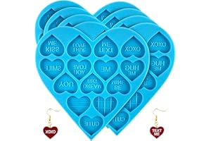 EDUEE Heart Resin Molds 5pcs Valentine's Day Heart Silicone Resin Molds for Keychain, Epoxy Resin Casting, Jewelry Making, Valentine Cake Decoration, Cupcake Topper