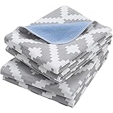 OUTCREATOR® Washable Bed Pads 34" x 56" (Pack of 2), Incontinence Mattress Protector, Anti-Slip Waterproof Underpads for Adults Kids Elderly Pets, Absorbency & Reusable Bedwetting Pads (Gray Geometry)