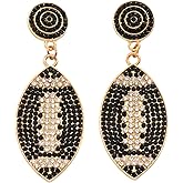 Sparkly Rhinestone Football Earrings Game Day Football Drop Dangle Sports Earrings for Women