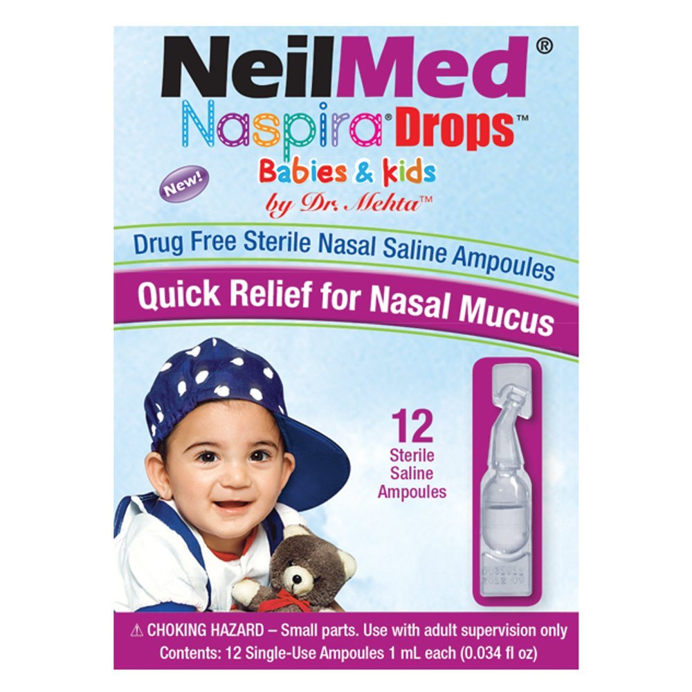 NeilMed Naspira Drops - Easy twist-off 12ct Ampoules, (Packaging May Vary)