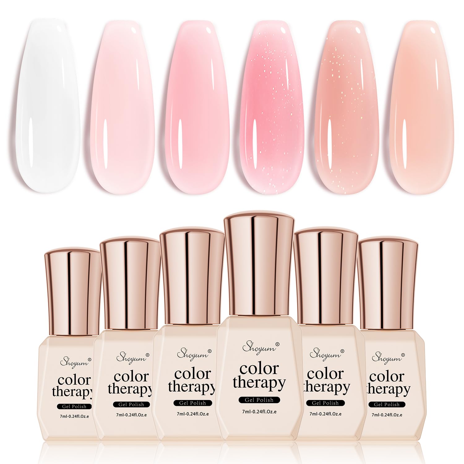 SHOYUM Icy Jelly Nude Pink Gel Nail Polish Set of 6