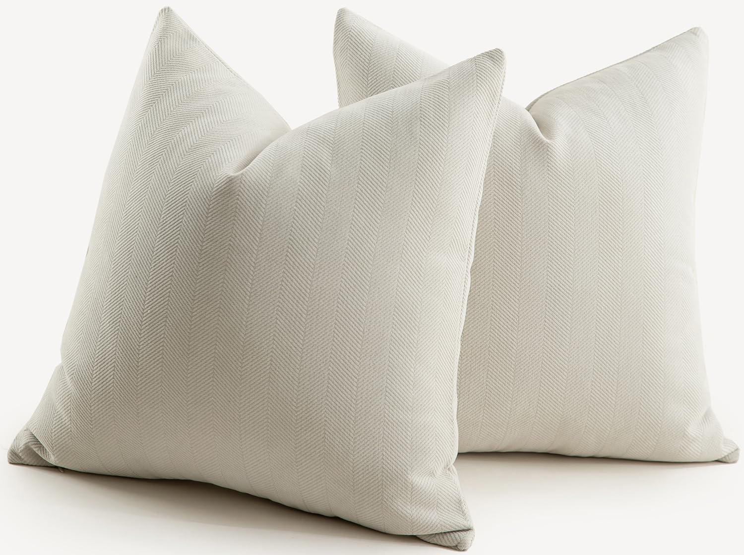 Mandioo Pack of 2 Chenille Cushion Covers Soft Comfortable Durable Throw Pillow Cases for Home Decor Sofa Couch Living Room Bedroom 16 x 16 Inch 40x40 cm Cream