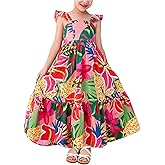 SOLY HUX Toddler Girl's Summer Dress Floral Print Square Neck Sleeveless Flowy Maxi Long Dresses
