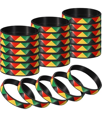 48 Stück Happy Black History Month Armbänder Silikon - Partyarmbänder In 4 Farben & Designs