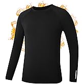 RIKUAOU Youth Boys Thermal Compression Shirts, Fleece Lined Long Sleeve Undershirt, Athletic Base Layer Top Soccer Football