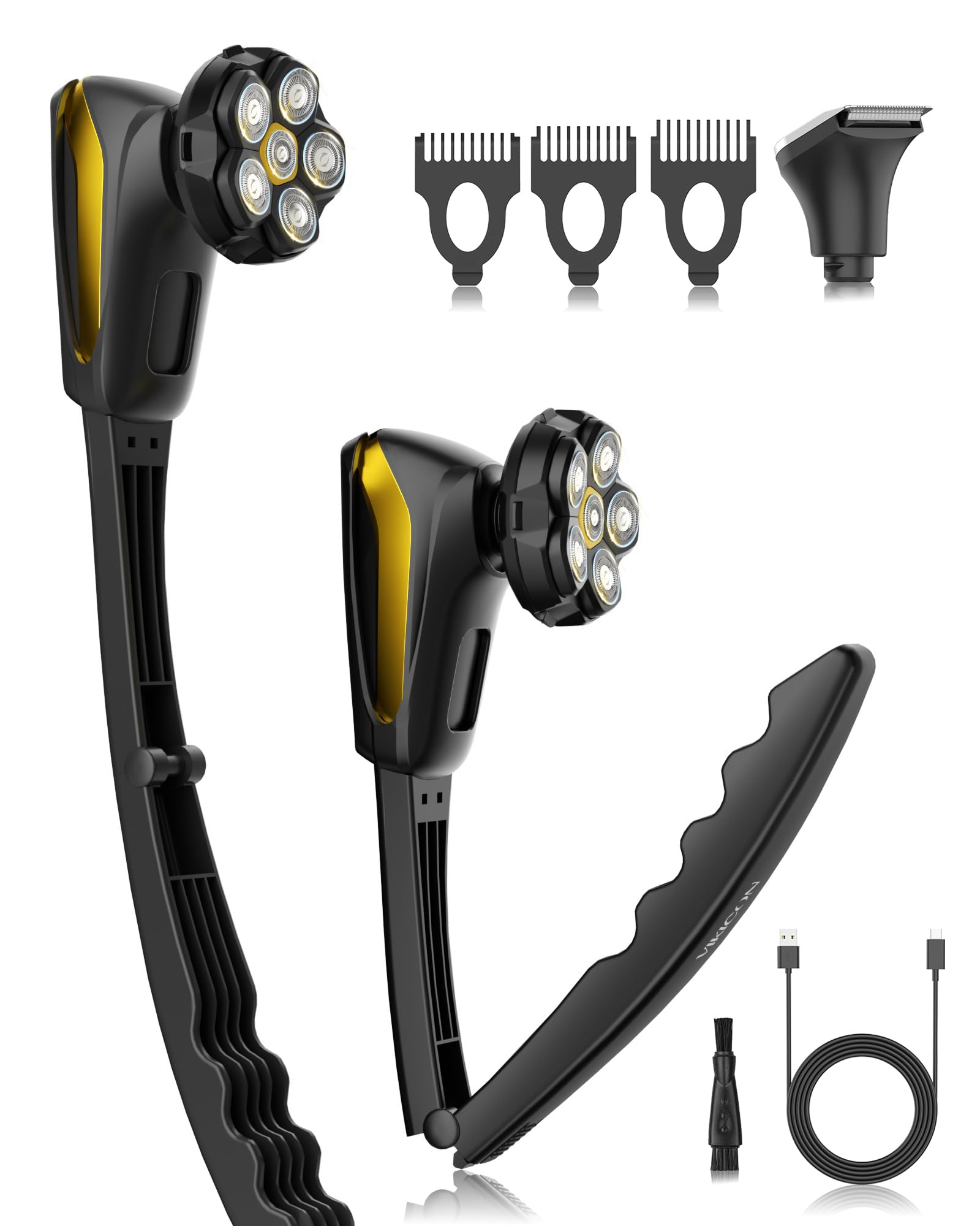 Photo 1 of Back Shaver for Men: Long Foldable Handle Electric Back Razor with 6D No-Scratch Shaving - Waterproof Grooming Kit for Body/Beard/Head/Face Hair Removal, Gifts for Husband Dad (Black)