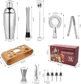 AYAOQIANG 750ml Stainless Steel Cocktail Shaker Set with Bamboo Stand 12pcs view 3