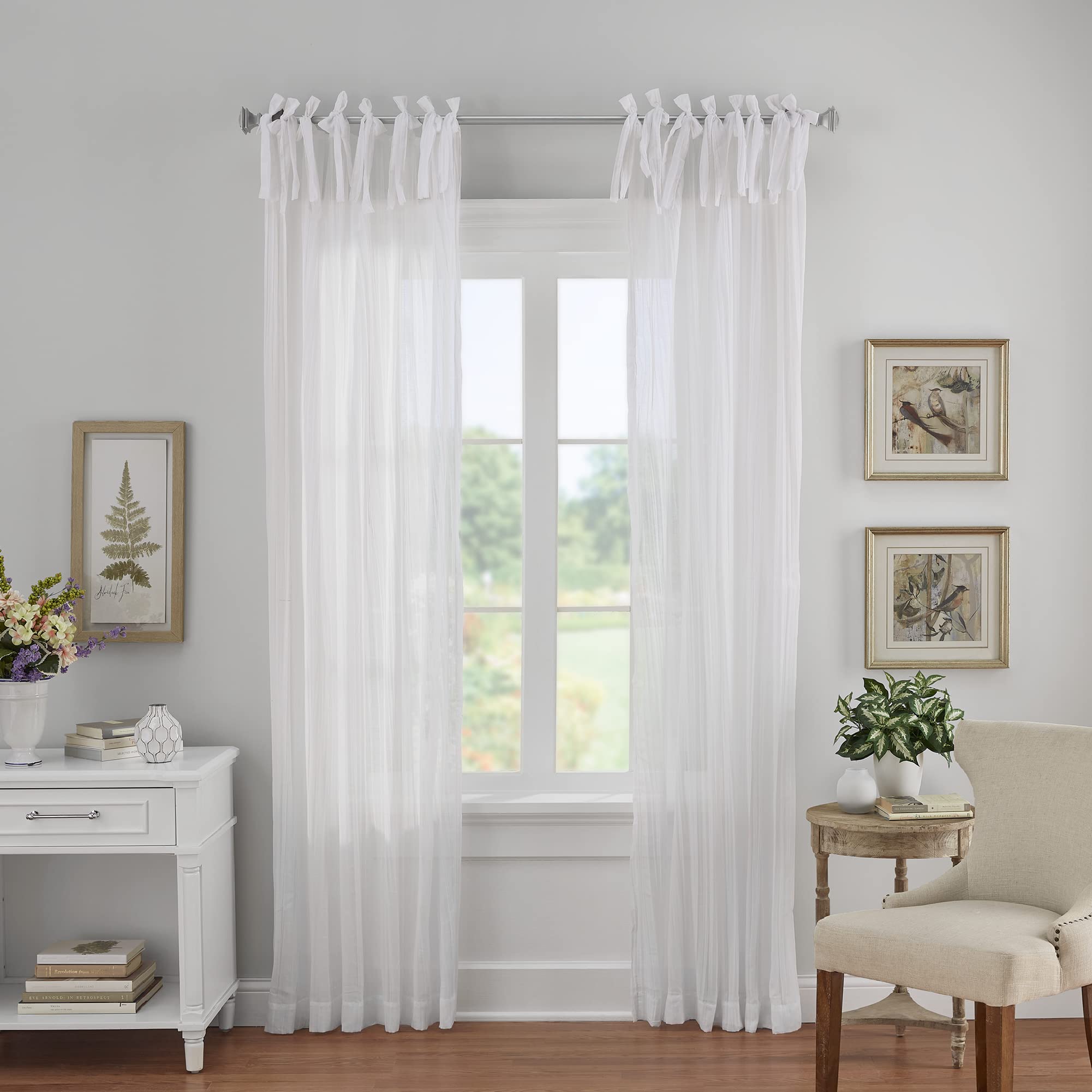 Elrene Home Fashions Single Panel Window Curtain Drape, Polyester, White, 52" x95\