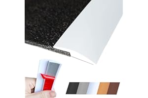 MAXIROC Floor Transition Strip Self Adhesive Carpet Wood Tile Vinyl Flooring Laminate Transition Cover Edge Trim Gap Doorway Threshold for Uneven Floors Heights Within 5 mm (White, 120 inches)