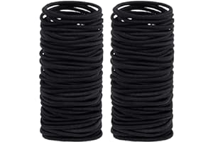 Anezus 200 Pcs Black Elastics Hair Ties Small Bulk Hair Ties Hair Bands (4mm)