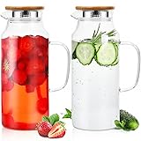2 Pcs Glass Pitcher with Lid and Spout, Glass