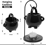 Anbar Hanging Cauldron Wax Melt Burner with Tealight Black Warming Stand view 3