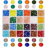 PH PandaHall 960PCS 6mm Frosted Glass Beads, 24 Colors Transparent Frosted Crystal Rondelle Faceted Loose Spacer Beads for Friendship Bracelets Necklace Earring Jewelry Making
