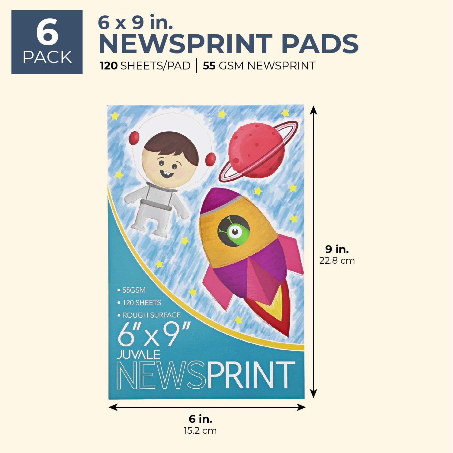 Newsprint Drawing Paper Pads for Artists and Painters (9 x 12 in, 50