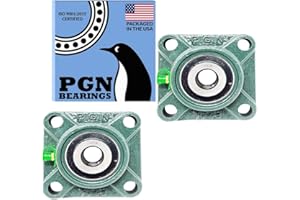 PGN UCF202-10 Pillow Block Bearing - Pack of 2 Square Flange Mounted Pillow Block Bearings - Chrome Steel Bearings with 5/8" 