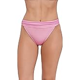 Steve Madden Womens Banded High Leg High Waist Bikini Bottom with Flirty Coverage