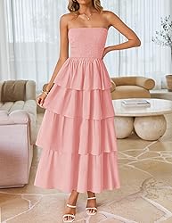 ZESICA Women‘s Summer Boho Strapless Maxi Dress