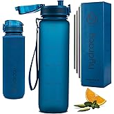 Hydracy Water Bottle with Time Marker -Large BPA Free Water Bottle & No Sweat Sleeve -Leak Proof Gym Bottle with Fruit Infuser Strainer & Times to Drink -Ideal for Fitness Sports & Outdoors
