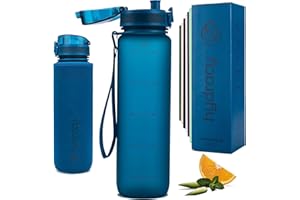 Hydracy Water Bottle with Time Marker -Large BPA Free Water Bottle & No Sweat Sleeve -Leak Proof Gym Bottle with Fruit Infuser Strainer & Times to Drink -Ideal for Fitness Sports & Outdoors