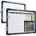 Dry Erase Board with Monthly Calendar, Magnetic Small Whiteboard Hanging Double-Sided White Board for Wall, Portable Magnet Board for Drawing, Kitchen, Planning, Memo, School, Home, Office (Black)