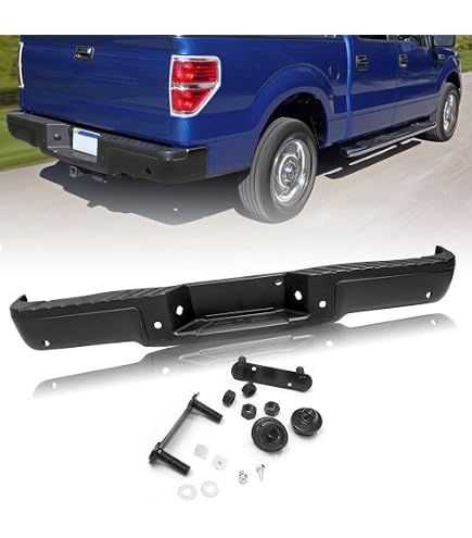 Micro Rim Rear Bumper Step Pad For 2015-2020 Ford F-150 - Without Parking Sensors, With Tow Package - Textured Black, Direct Replacement HL3Z17B807BB