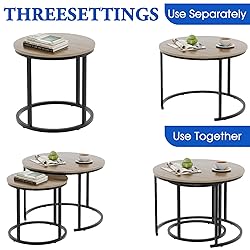 aboxoo Coffee Table Nesting Side Round Table Set of