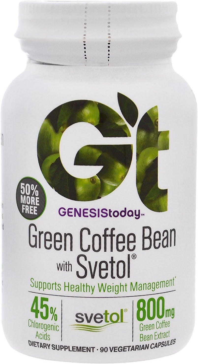 Genesis Today 100% Pure Original Green Coffee Bean Extract with SVETOL 90 Caps