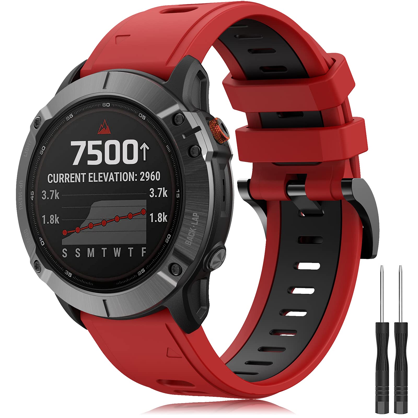 Yaspark 22mm Silicone Bands for Fenix 5, 5 Plus, 6, 6 Pro, 7, 7 Solar, Forerunner 935, 945, Instinct, 745, Approach S60, S62, Quatix 5, 6