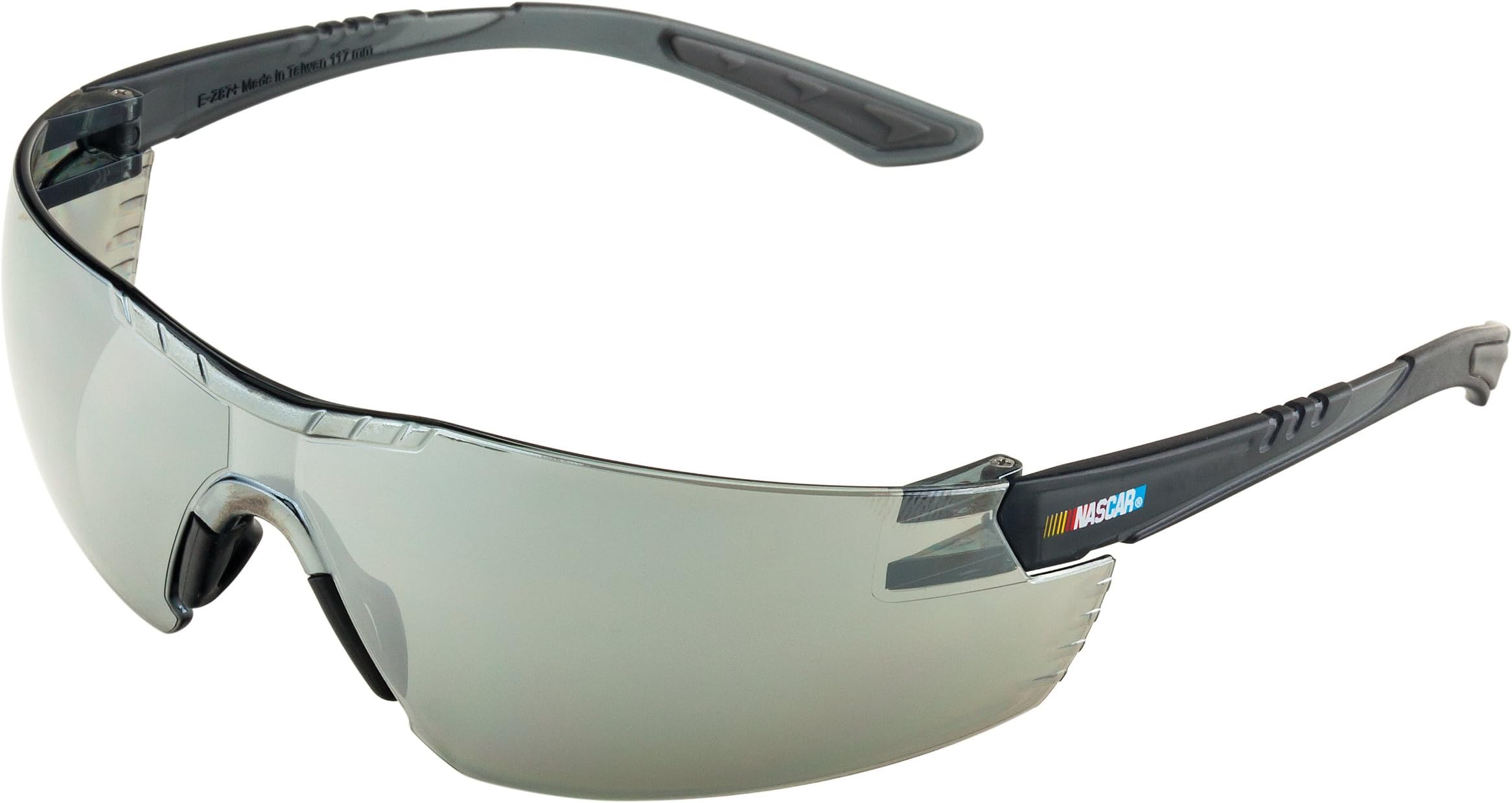 Encon Nascar 442 Wraparound High Performance Safety Eyewear with Gray Tip, Silver Mirror Lens, Gray Frame
