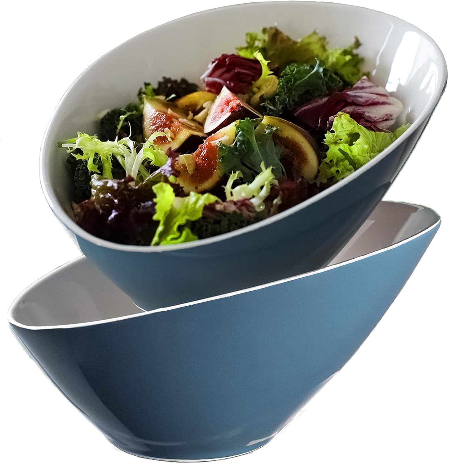 DOWAN Angled Serving Bowls, 26oz Salad Bowls, Ceramic Pasta Bowl Sets