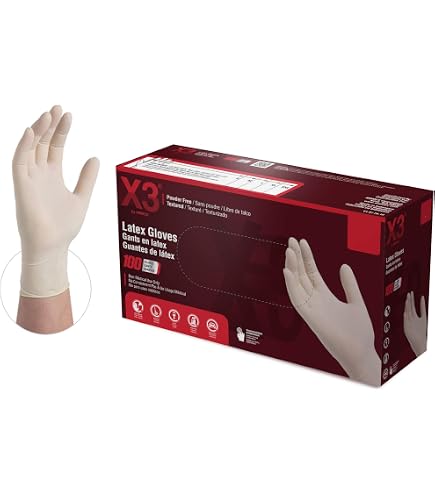 Amazon.com: X3 Industrial Ivory Latex Gloves, Box of 100, 3 Mil
