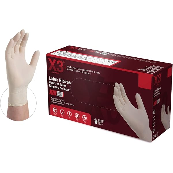 Amazon.com: X3 Industrial Ivory Latex Gloves, Box of 100, 3 Mil
