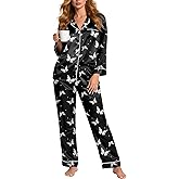 Kallenorox Silky Pajamas for Women 2 Piece Long Sleeve Pj Sets Women's Satin Sleepwear Button Down Loungewear Set