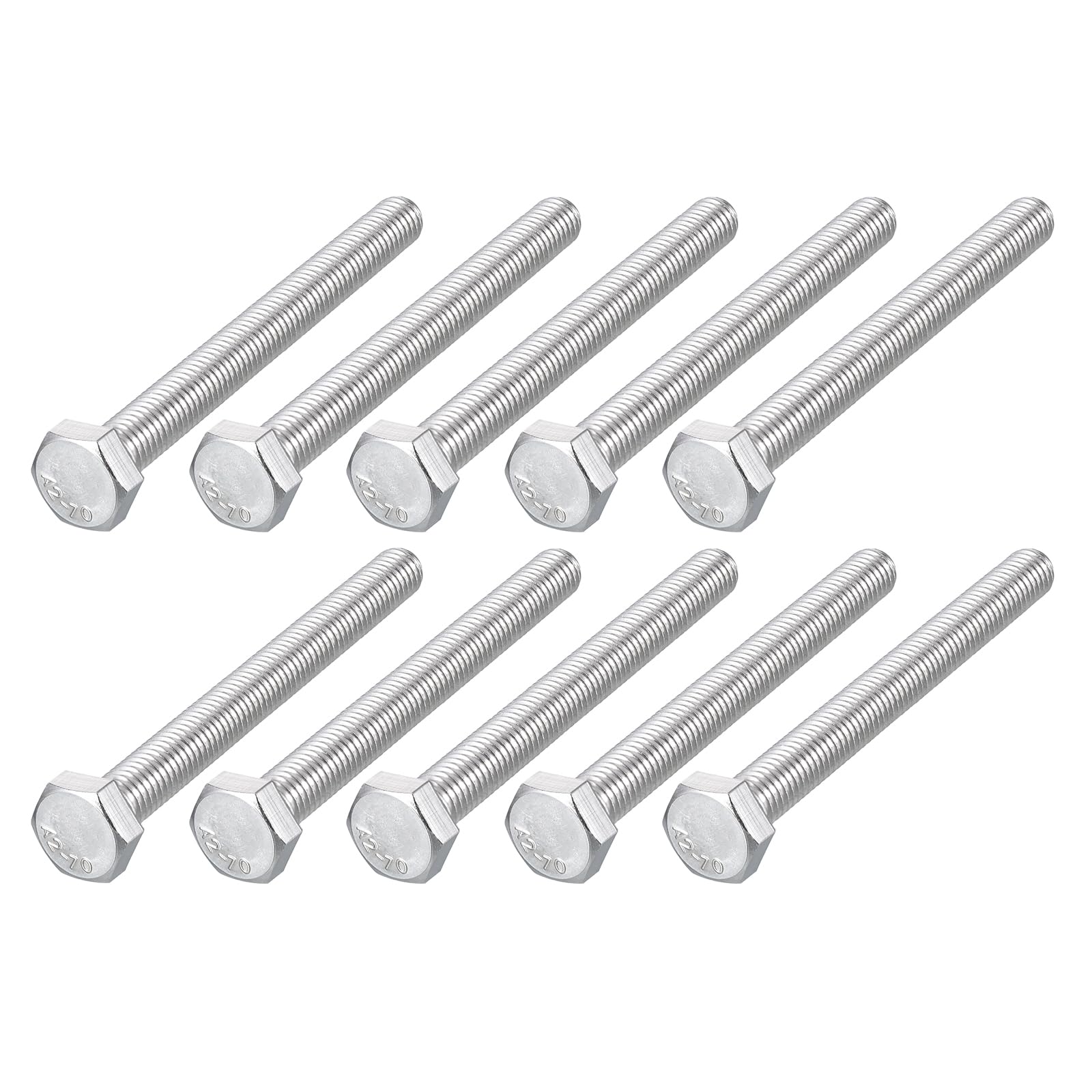METALLIXITY Hex Bolts (M8-1.25x80mm) 10Pcs, 304 Stainless Steel Coarse Fully Threaded Hex Head Screw Bolt Machine Screws - for Furniture Repair, Silver — image 1