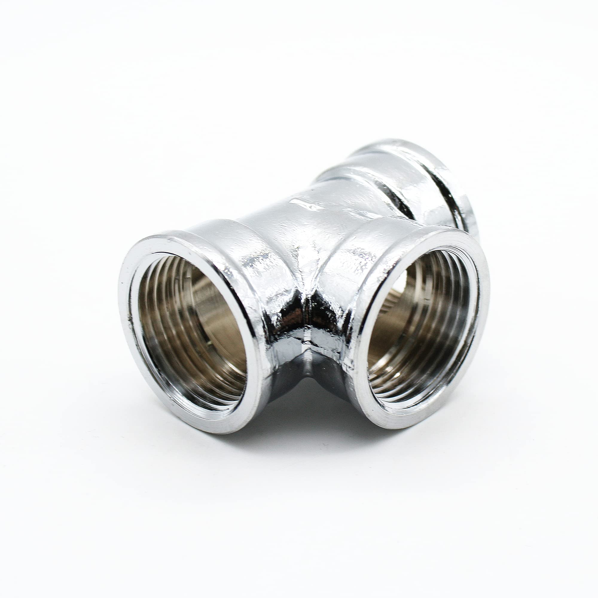DOJA Barcelona Chrome Brass Tee | 4 Female 90° Connector | Size 3/4 Inch | FFF | T Connector for Water Pressure Reducer, Shower Stop, Radiator Tap, Double Drain Washing Machine