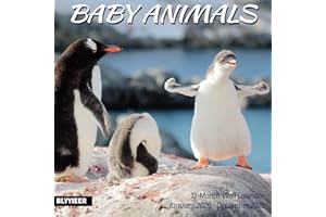 BLYYIEER 2025 Wall Calendar,Calendar 2025,Baby Animals Monthly Wall Calendar, 12" x 24" Open,Family Planner Calendar, Home & Office Organizer,Hangable