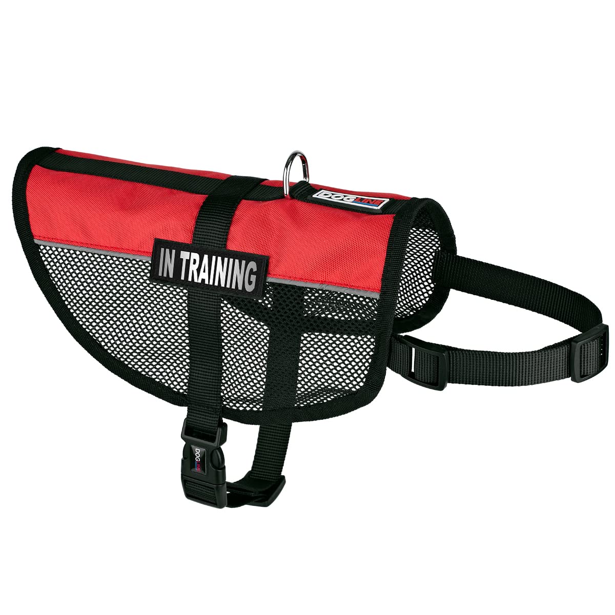 Dogline MaxAire Multi-Purpose Mesh Vest for Dogs and 2 Removable in Training Patches, Large, Red