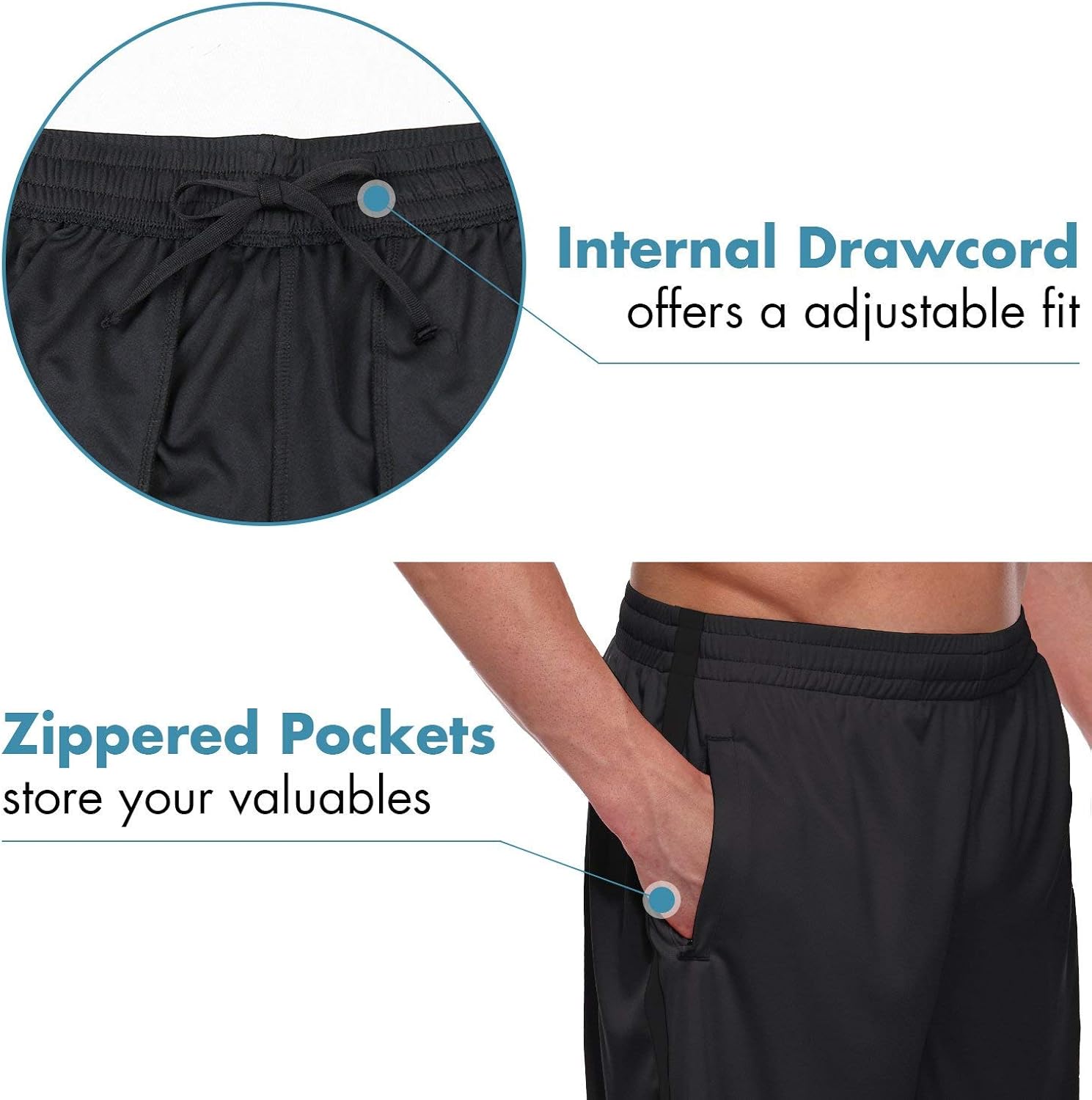 BALEAF Men's 11'' Athletic Basketball Shorts Lightweight Training Workout Zipper Pockets Drawstrings : Clothing