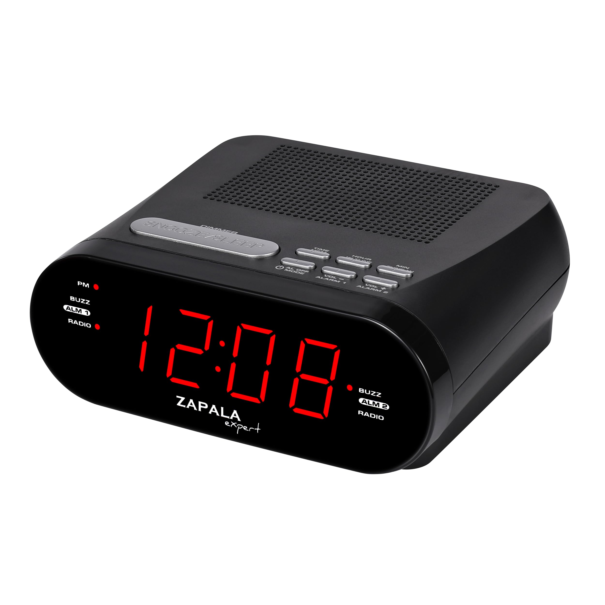 ZAPALA Expert Wake-Up Alarm Clock with Radio for Bedside or Kitchen, Dual Alarm, Sleep & Snooze Function, FM Radio with 10 Preset Station, USB Port for Smart Phones and Tablets Charging