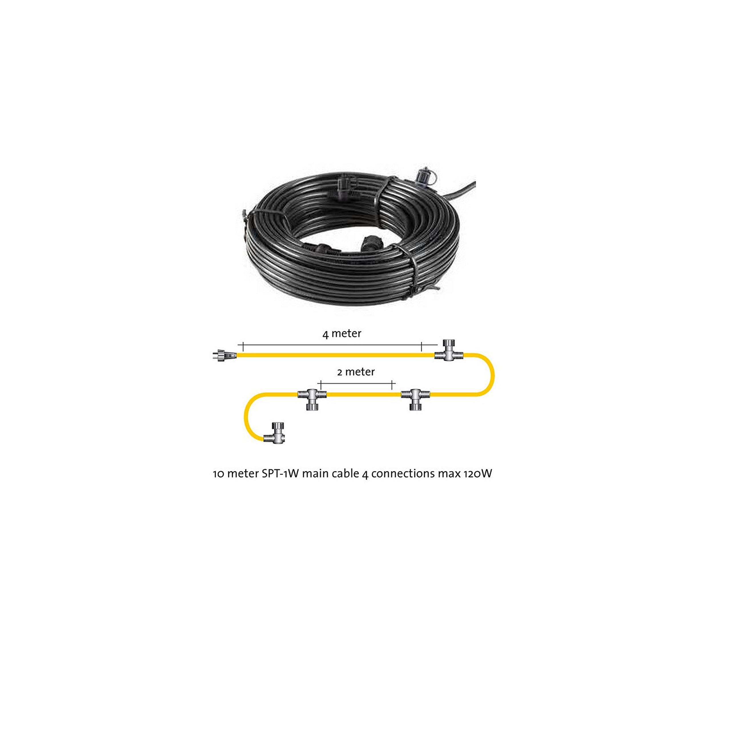 Techmar Main Cable SPT-1, 10m + 4 Moulded connectors - Outdoor Garden Lighting