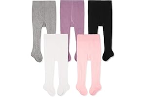 CozyWay Girls Tights Cotton Cable Knit Footed Pantyhose Baby Toddler Leggings - Pack of 5