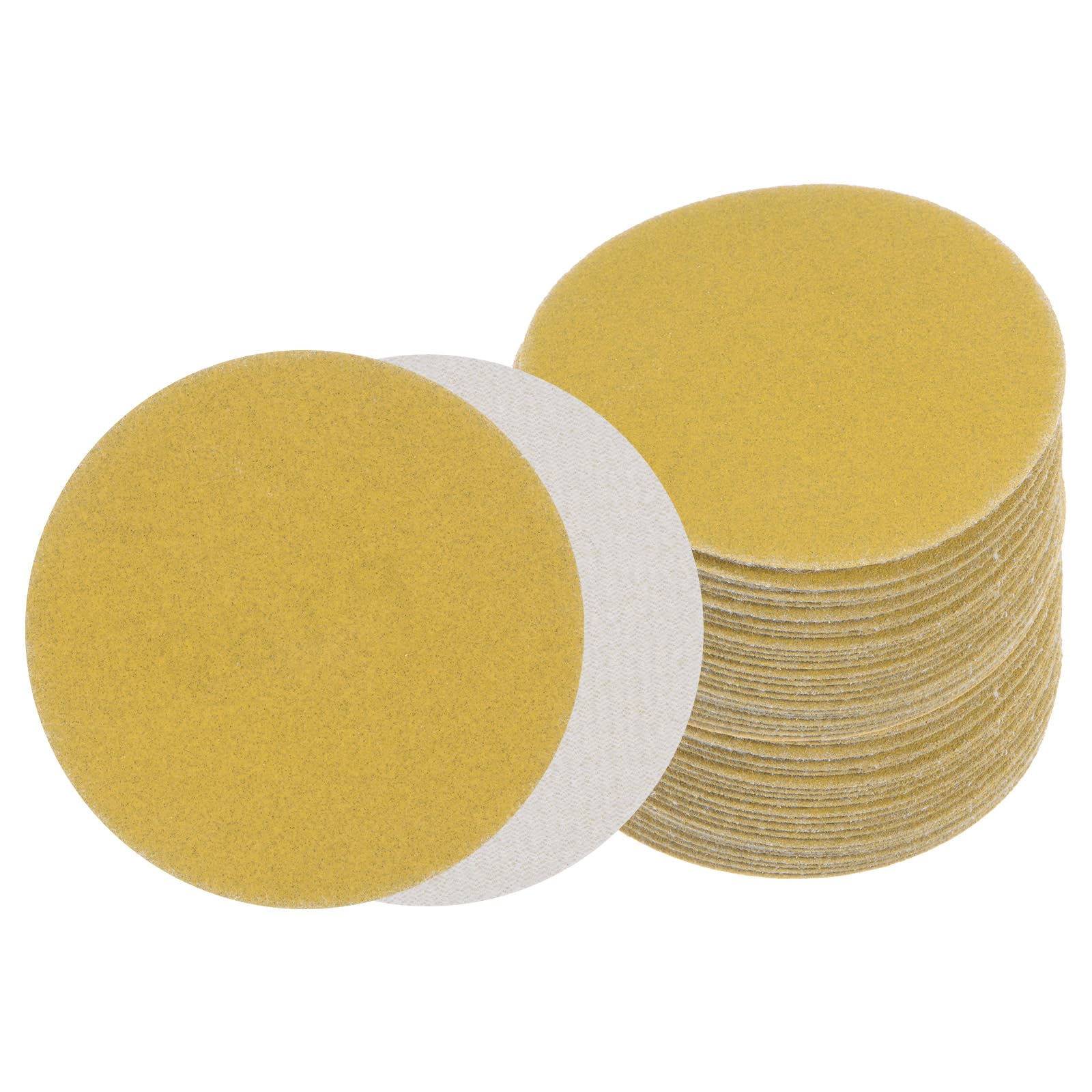 Kozelo 50pcs No Hole Sanding Discs- [ 3 Inch 180 Grit ] Round Hook and Loop Grip Sanding Pads Sheet Sandpaper for Automotive Woodworking Metal Polishing| Gold, Aluminum Oxide