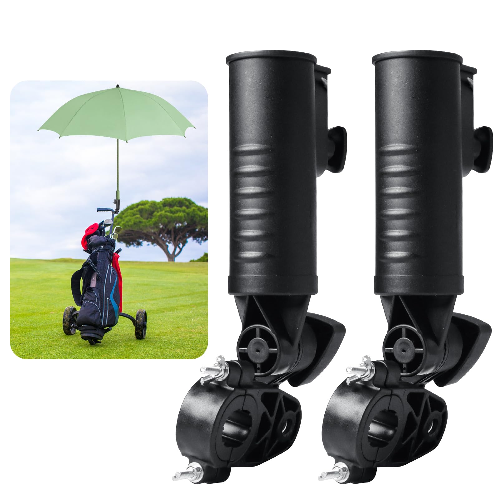 FINGER TEN Golf Cart Umbrella Holder Large Waterproof Value 2 Pack, Golf Rain Umbrella for Golf Cart Bag Portable Durable fit Almost All Golfbags or Carry Cart for Men Women Golfer