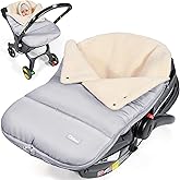 Orzbow Winter Carseat Cover for Baby | Infant Car Seat Blanket | Waterproof Car Seat Cover with Adjustable Collar, Warm and Cozy Fleece Carseat Canopy Blanket for Baby Winter Essentials, Light Grey