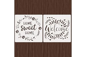 Velluppa 2PCS Paint Stencils for Walls, Wood, DIY Crafts, Home Decor, Welcome Stencil for Painting on Wood, Home Sweet Home S