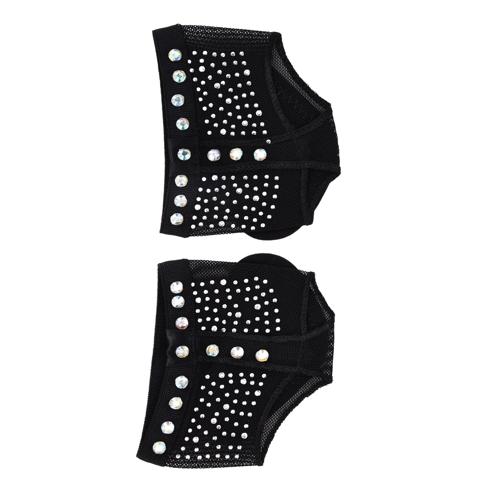 Dancing Foot Pad Black Thong Toe Paws Sock Shoes with Rhinestone for Ballet Belly Dance(M/36~37 Yards)